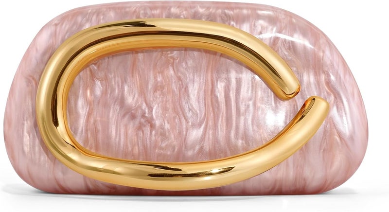 NEWROGENG Clutch Purses for Women Formal, PU Leather/Marble Acrylic Evening Bags with Chain, Trendy Metal Handle Purses 2025 - Image 1